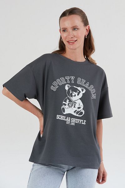 Fulla Moda Teddy Bear Printed Oversize T-Shirt