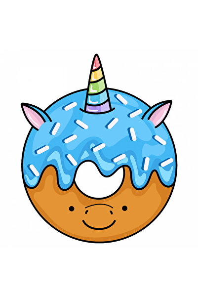 INOVATIX Set de 8 autocolante gogoașă, unicorn cu coacăze, INOVATIX®. 6 cm