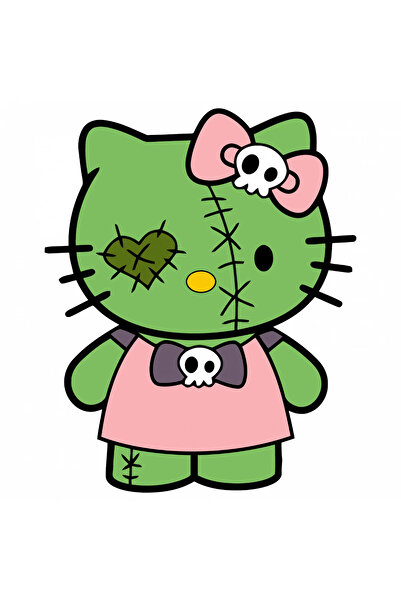 INOVATIX Set de 8 piese, autocolant Hello Kitty zombi, INOVATIX®. 6 cm