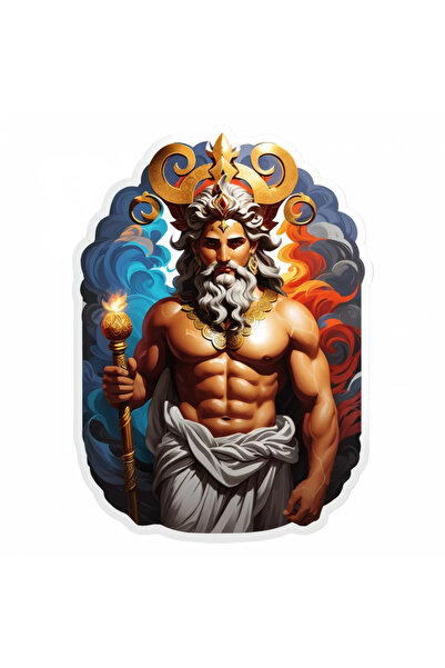 INOVATIX Set de 8 piese, autocolant zeu grec tigaie cu sceptru, INOVATIX®. 6 cm