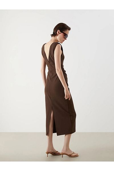 LC Waikiki Lcw Vision Crew Neck Smocked Crepe Dress