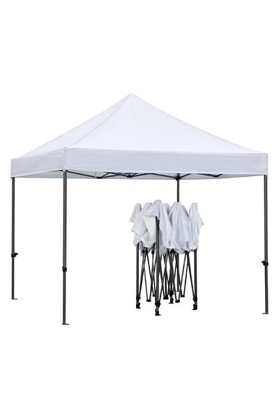 Joynest Pavilion Tent 3 x 3 m, JoyNest®, Foldable Tarpaulin, Solid Metal Structure, Waterproof-WHITE