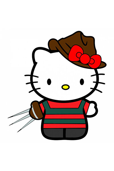 INOVATIX Set de 8 piese, autocolant Hello Kitty cu uniformă, INOVATIX®. 6 cm