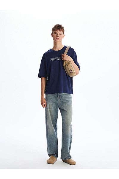 LC Waikiki Xside Navy Blue Crew Neck New York Printed Men's T-Shirt