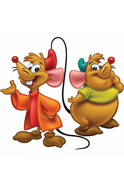 INOVATIX Set de 8, autocolante Cinderella Jaq și Gus, INOVATIX®. 6 cm