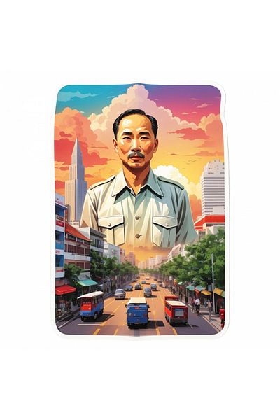 INOVATIX Set de 8 piese, autocolant Ho Chi Minh, INOVATIX®. 6 cm