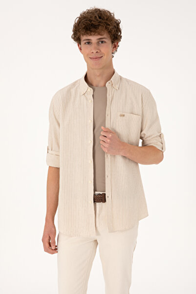 U.S. Polo Assn. Men's Cream Comfort Fit Pocket Shirt 50306383-Vr071