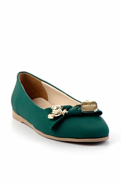 Bambi Green Fabric Women's Ballerinas K01826763004