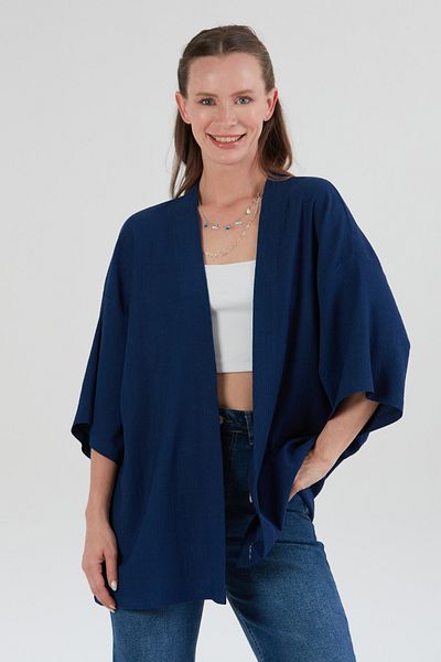 Fulla Moda Kimono cu guler șal din țesătură de bază