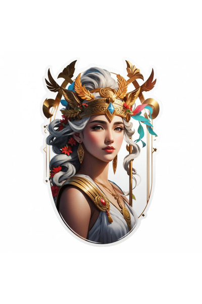 INOVATIX Set de 8 piese, autocolant zeița greacă Artemis cu coroană, INOVATIX®. 6 cm