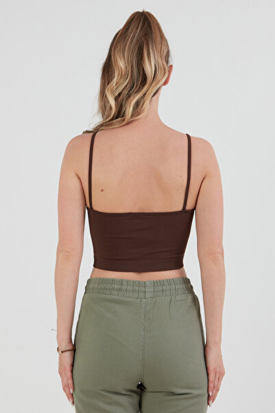 Fulla Moda Seamless Crop Bustier with Ribbed Rope Strap