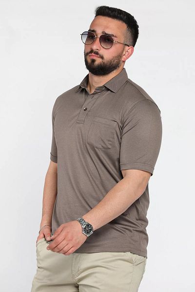 MİSHAR İTALİA Ανδρικό μπλουζάκι με γιακά Mink Polo με μισό κουμπί και τσέπη