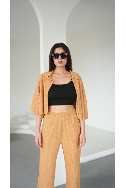 moda paketi Women's 2 Piece Suit Seersucker Fabric