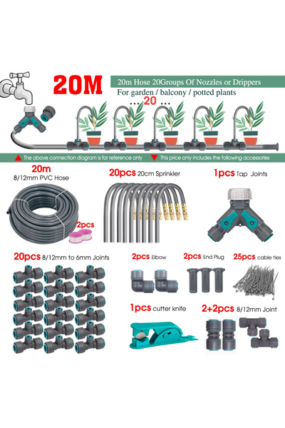 Choice4 طقم رش مرن قابل للتعديل من النحاس الأصفر بطول 20 مترًا، خرطوم بولي إي...
