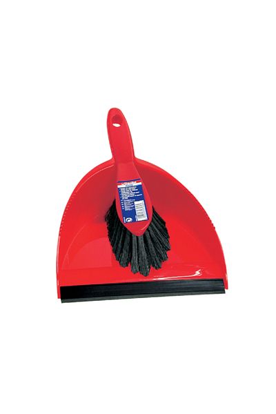 Liveda 2-Piece Handheld Durable and Compact Dustpan with Broom Set Red and Black