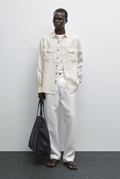 Massimo Dutti %100 keten regular fit gömlek