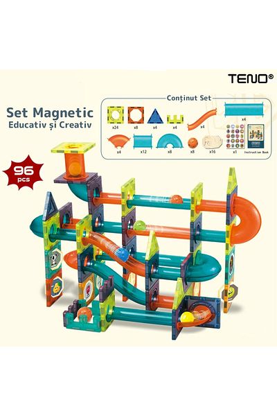 Teno Teno® 3D Magnetic Intelligent and Creative Set, 96 Pieces, ball track, creative, multicolor