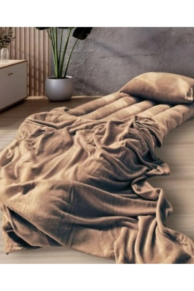 Generic 4-in-1 guest package consisting of a mattress, a light blanket, a pillow, and an elegant bag - natural cotton, size 180*90*15 cm