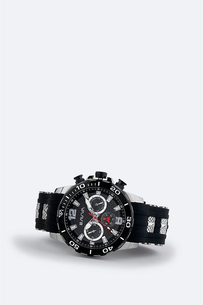 Avva Men's Black - Silver Silicone Watch B009033