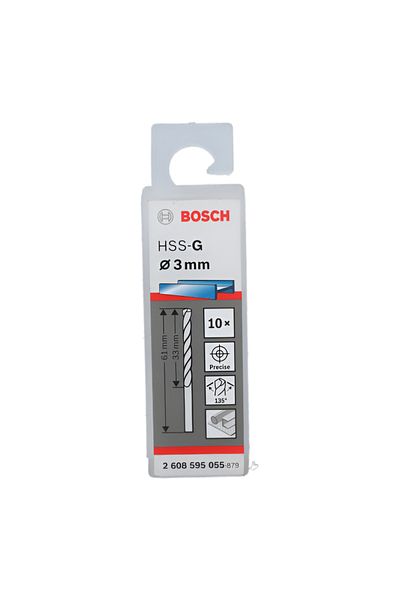 Bosch 10-Piece High Speed Steel Durable Metal Drill Bit Silver 3mm