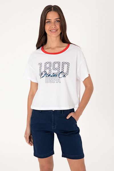 U.S. Polo Assn. Women's White Crew Neck T-Shirt 50299732-Vr013