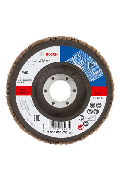 Bosch Grit 40 Metal Flap Disc Multicolor 115 x 22.23mm