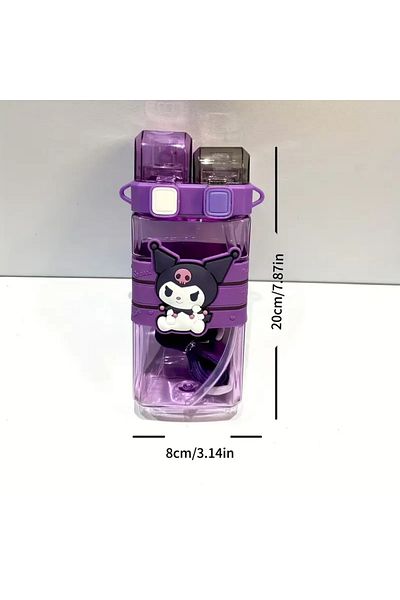 ada çanta kırtasiye Double Lid 520ml Plastic Water Bottle Flask with Kuromi Figure Ad2059