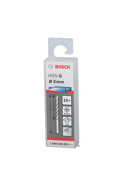Bosch 10-Piece High Speed Steel Durable Metal Drill Bit Silver 3mm