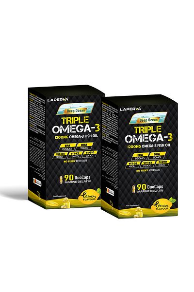 Laperva Triple Omega 3 DuoCaps, 90 Duo Cap, 1200 mg Supports Heart Health (Pack of 2)