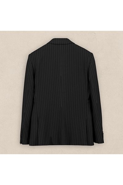 Sarar Interview Woven Fabric Striped Black Suit
