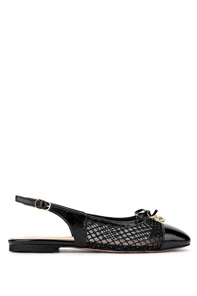 Tamer Tanca Women's Leather & Textile Black Patent Leather Ballerina Shoes