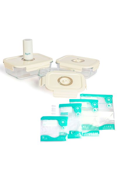 Bigatti Glass Vacuum Storage Container/Vacuum Bag 25 Piece Storage Set (Vacuum Device Included)