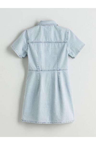 LC Waikiki XSIDE Rochie mini din blugi cu guler de cămașă albastră