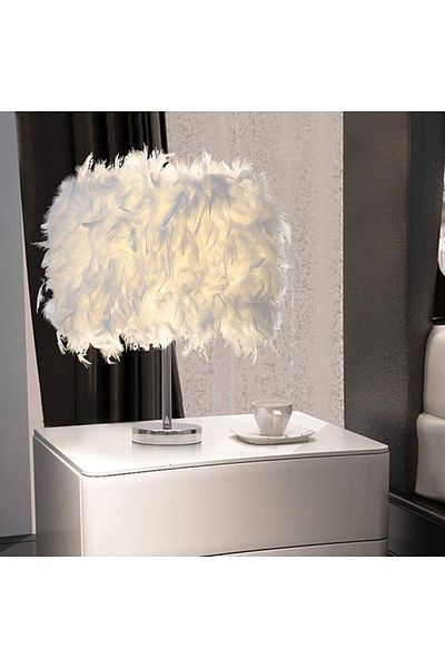 COOYA Feather Table Lamp,with Foldeable Feather Lampshade,Creative Home Decor,for Bedroom Living Room