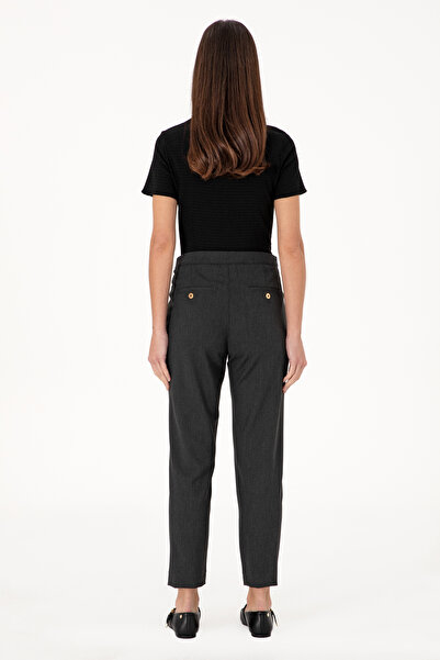 U.S. Polo Assn. Women's Anthracite Carrot High Waist Fit Canvas Trousers 50309121-Vr006