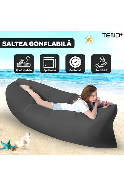 Teno INFLATABLE CHAIR MATTRESS -LAZYBAG BLACK -TENO