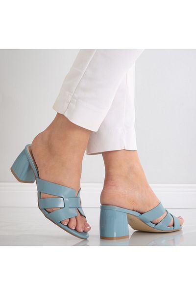 MODA STİL Papuci Dama Cu Toc Albastri Din Piele Ecologica Dinla, 36