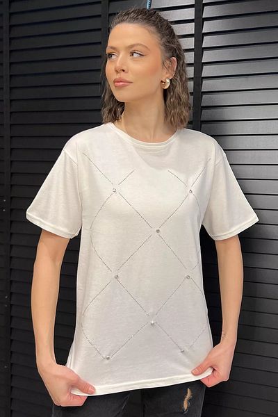 GÜLSELİ Tricou de damă Cream Stone