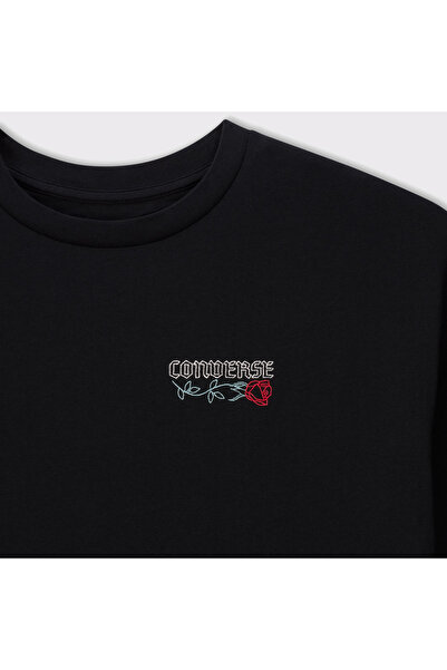 Converse Kadın Baskılı Siyah T-Shirt