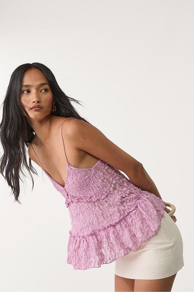Stradivarius Blonde lace top with straps