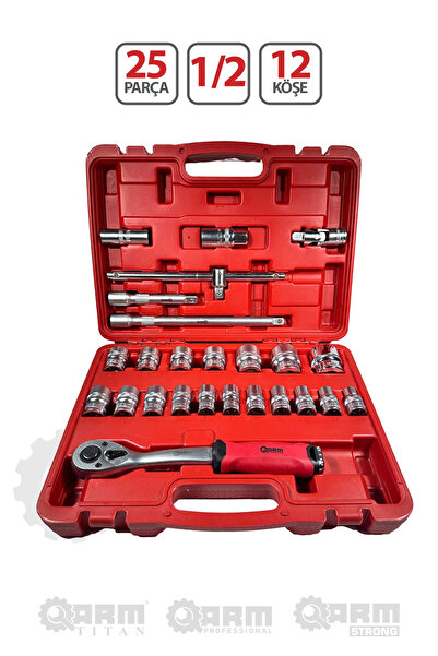 ARM TİTAN 1/2 - 12 Corner 25 Piece Fixed Ratchet Socket Set