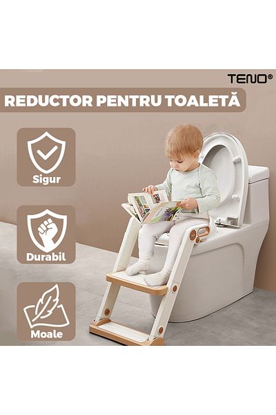 Teno Teno® Toilet Reducer with Ladder, non-slip, white/rose gold