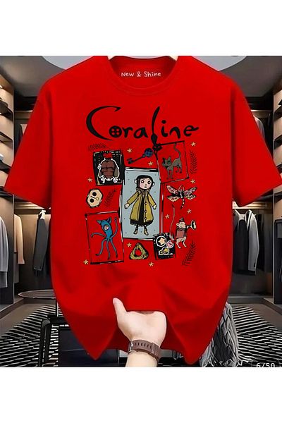 New Shine 1 T-Shirt Is a Gift for Purchases of 6 or More in the Cart - Coraline Printed Oversize T-Shirt