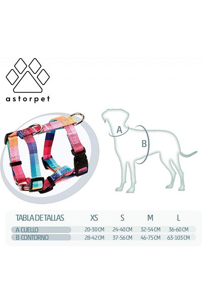 Astorpet Dog Harness, Polyester/metal, Multicolor, Xs