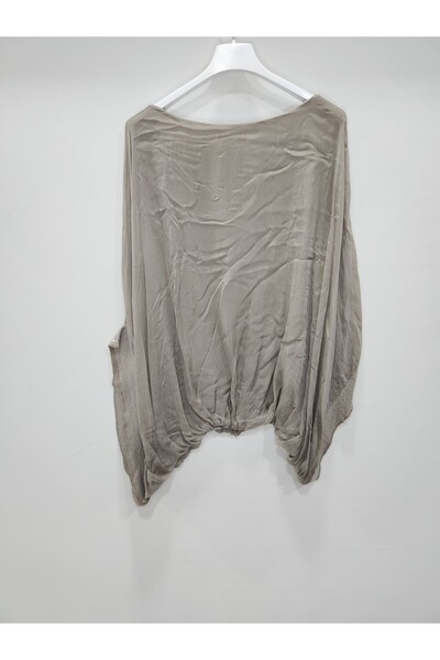 della moor Women's Mink Italian Bat Sleeve Sequin Detailed Silk Blouse