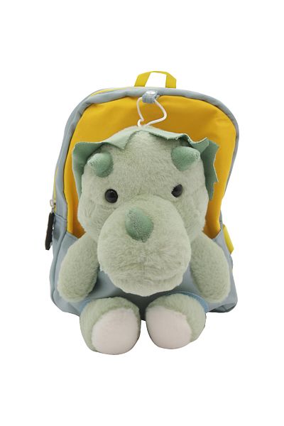 Roco Rhino Kids Backpack - Beige/Green | Fun & Durable School Bag for Boys & Girls