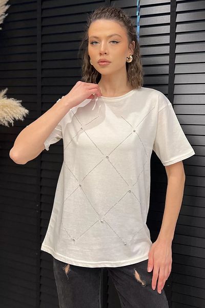 GÜLSELİ Tricou de damă Cream Stone