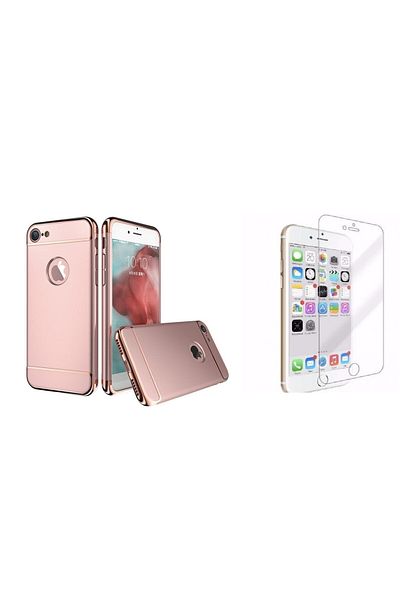 OEM Pachet husă Apple iPhone 7 Plus, MyStyle Elegance Luxury 3in1 Rose-Gold, folie de protecție din sticlă gratuită