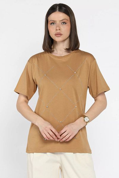 GÜLSELİ Tricou pentru damă Biscuit Stone