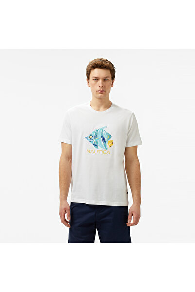Nautica Erkek Beyaz Regular Fit T-shirt